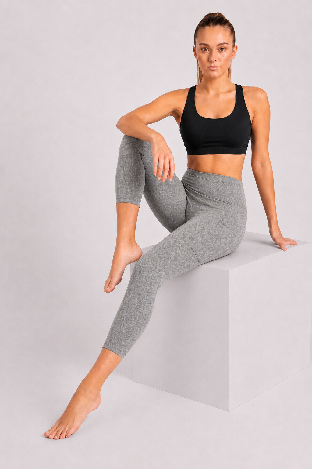New York Laundry Women's 7/8 High-Waisted Leggings with Side Pockets, Heather Grey