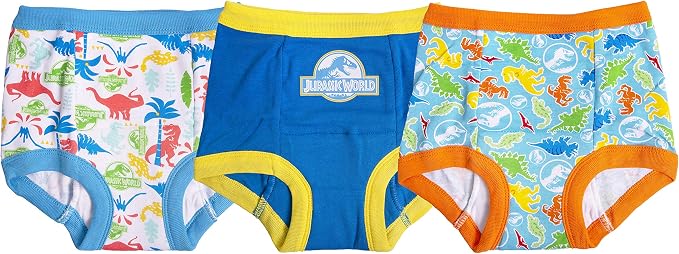 Jurassic World Toddler Boys 3-Pack Potty Training Pants, Absorbent Padded Cotton Training Underwear