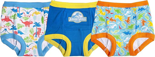 Jurassic World Toddler Boys 3-Pack Potty Training Pants, Absorbent Padded Cotton Training Underwear
