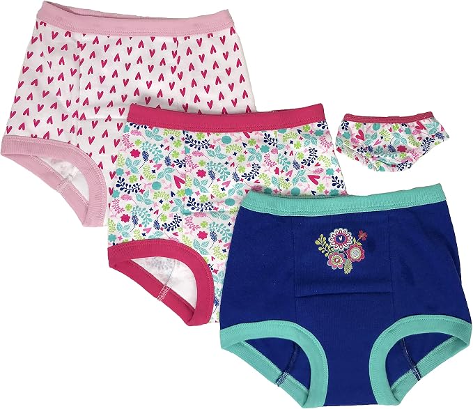 Baby Alive Toddler Girls 3-Pack Potty Training Pants with Matching Doll Panty, Absorbent Padded Cotton Underwear Set, Sizes 2T-4T