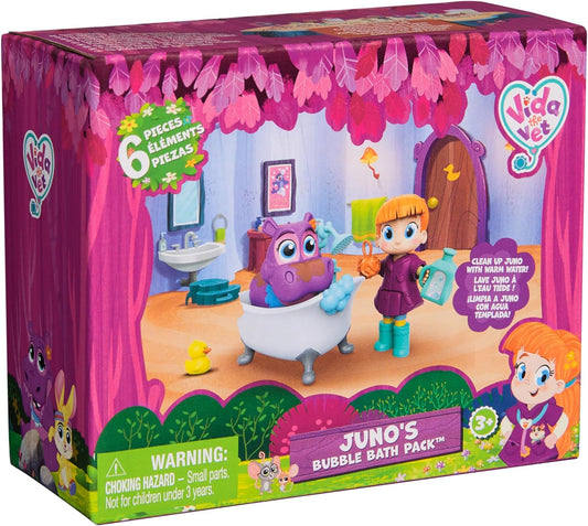 Vida the Vet Juno’s Bubble Bath Pack Playset – Bath Time Figure Set with Accessories