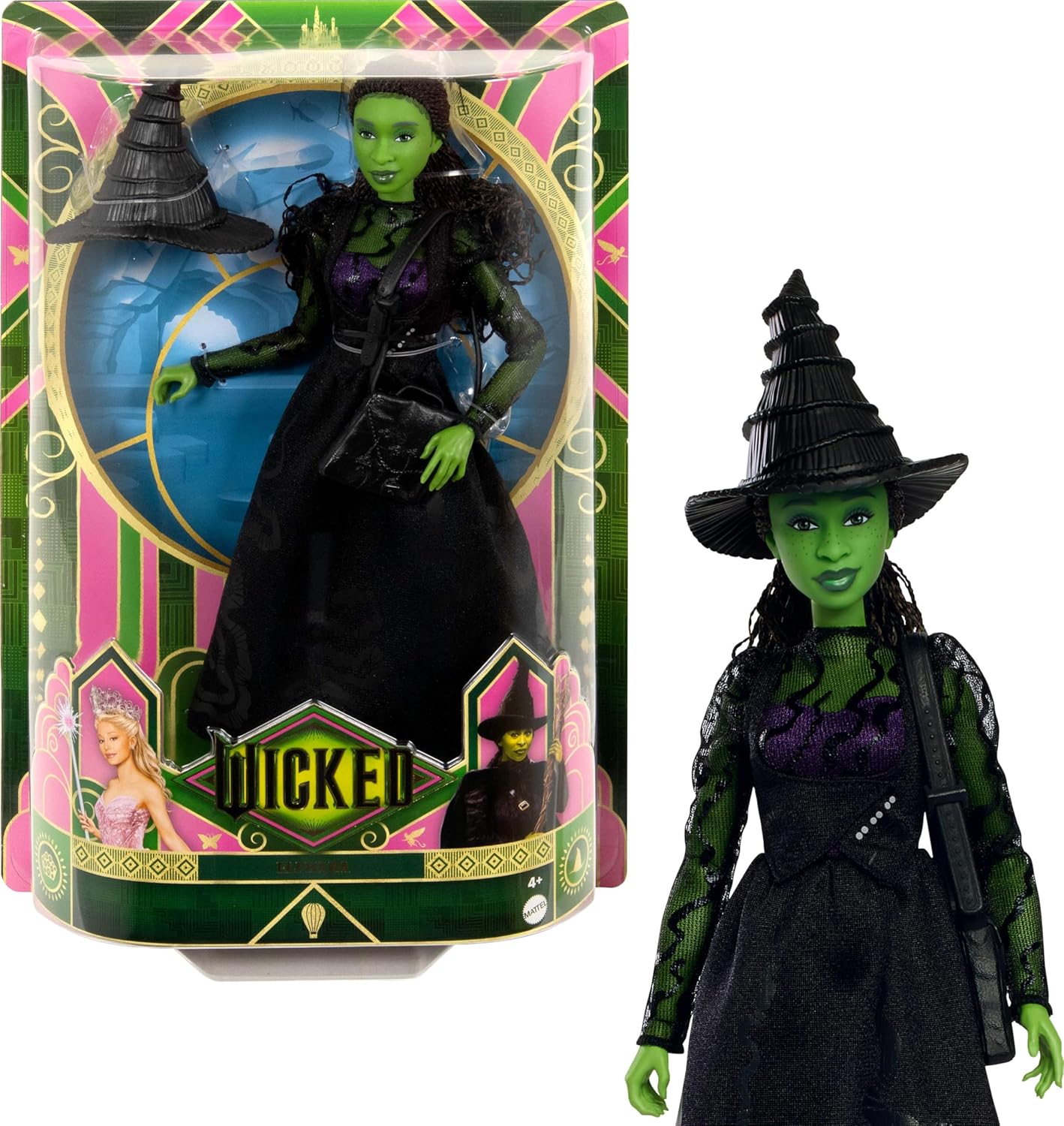 Wicked Elphaba Fashion Doll with Signature Black Dress and Hat, Movie-Inspired