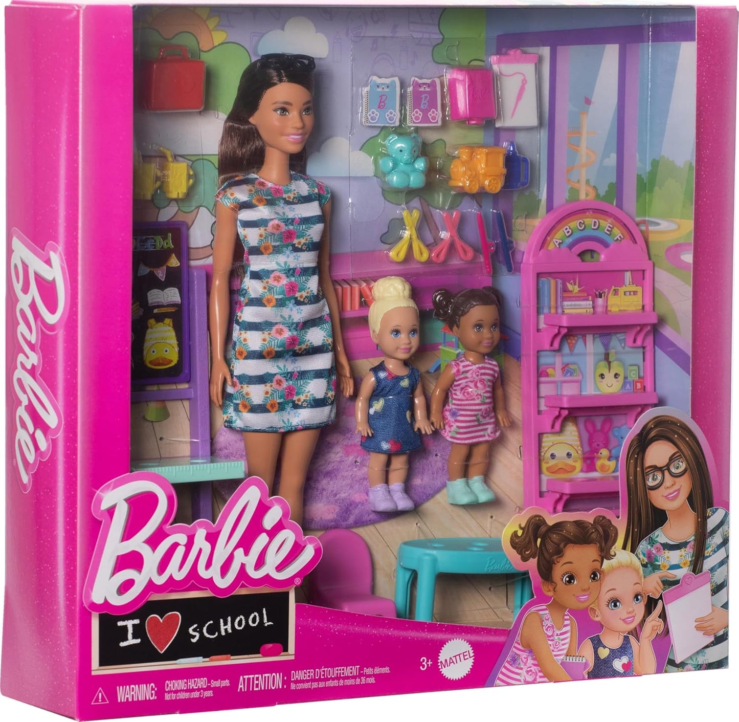 Barbie I Love School Teacher Playset – Barbie Doll, 2 Students & Classroom Accessories