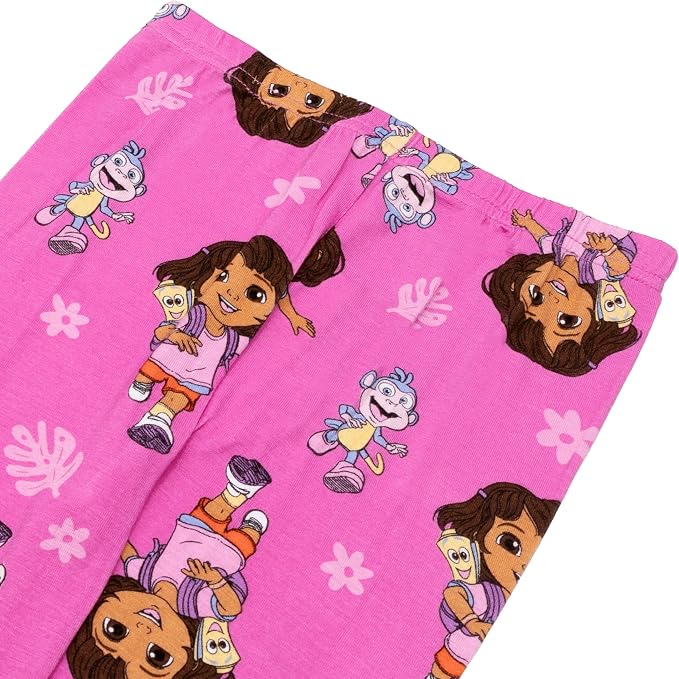 Dora the Explorer Girls Two-Piece Pajama Set, Pink Long Sleeve Top and Pants with Dora and Boots Print, Toddler and Kids Sleepwear