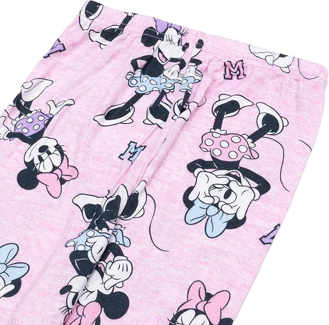 Disney Minnie Mouse 2-Piece Girls Long Sleeve Pajama Set with Top and Pants – Soft Pink Character Sleepwear for Kids