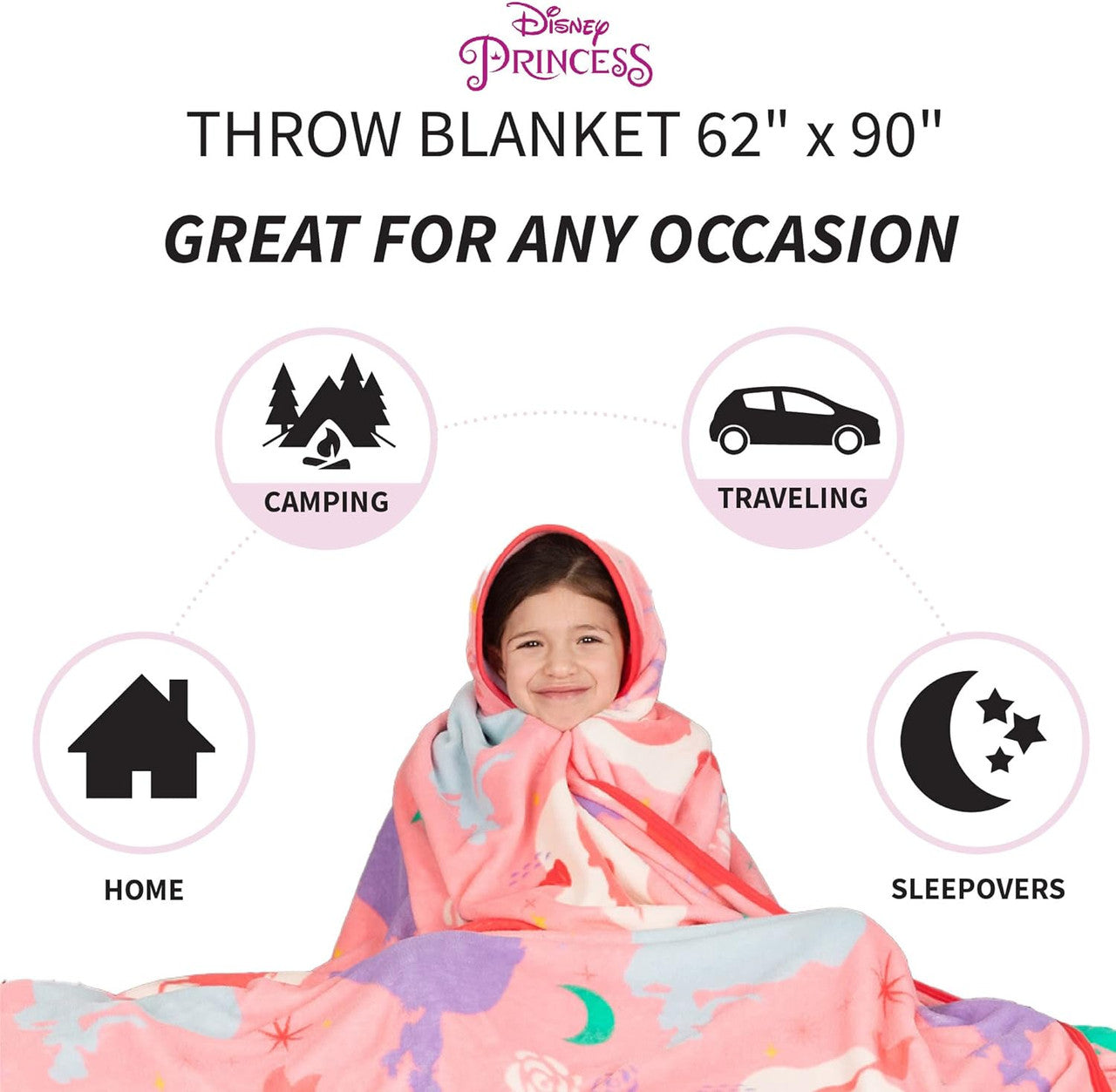 Disney Princess Plush Blanket, 62 In X 90 In