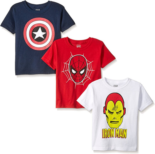 Marvel Boys Captain American, Iron Man and Spiderman T-Shirt 3 Pack, Size 4