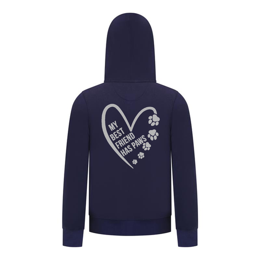 Everyday Kids Girls Collection My Best Friend Has Paws Zip Up Hoodie – Cozy Pet Lover Gray Graphic Long Sleeve Sweatshirt