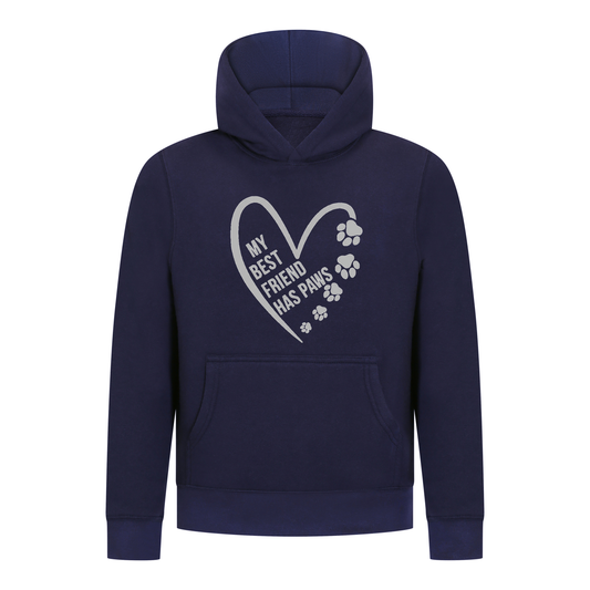 Everyday Kids Girls Collection My Best Friend Has Paws Pullover Hoodie – Cozy Pet Lover Gray Graphic Long Sleeve Sweatshirt