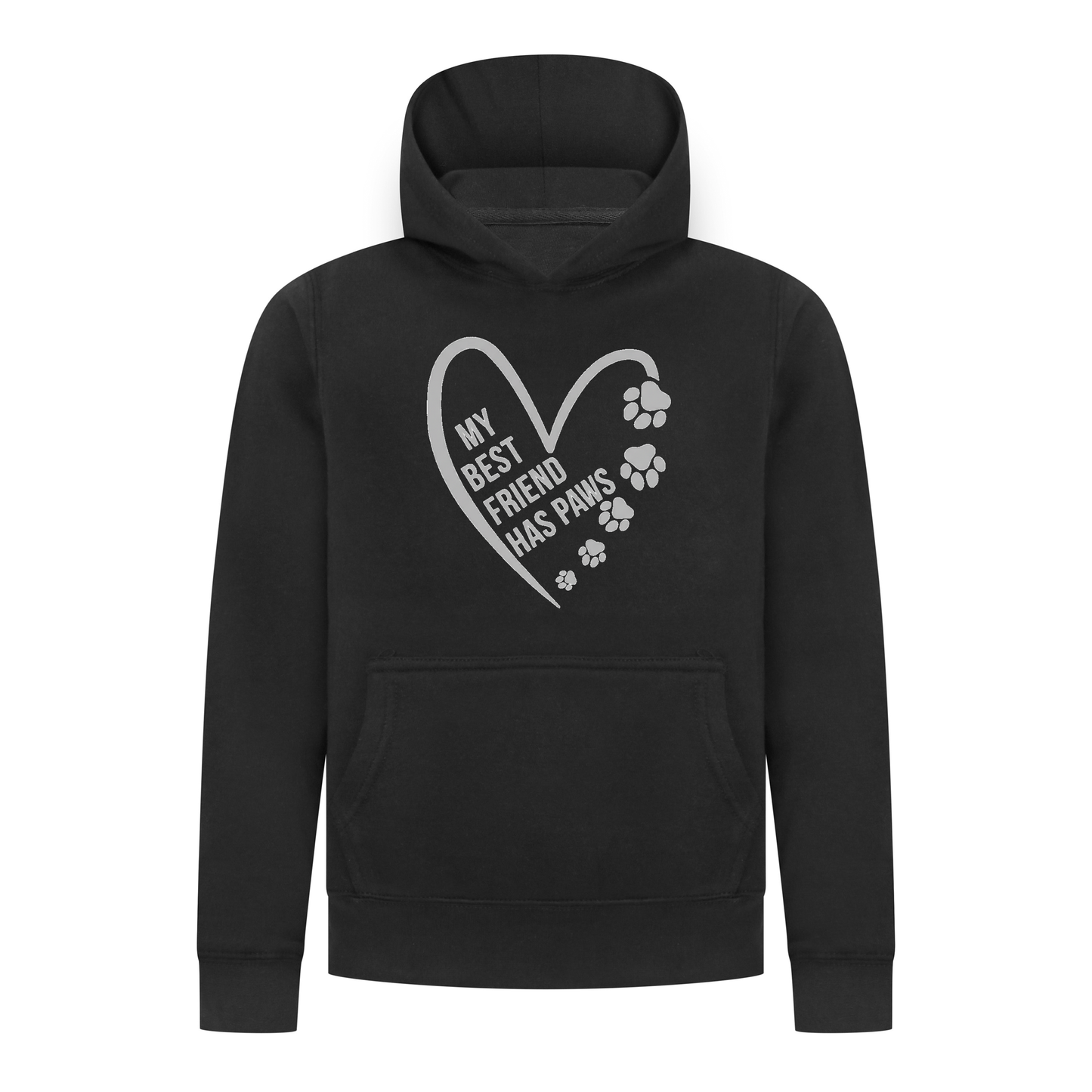 Everyday Kids Girls Collection My Best Friend Has Paws Pullover Hoodie – Cozy Pet Lover Gray Graphic Long Sleeve Sweatshirt