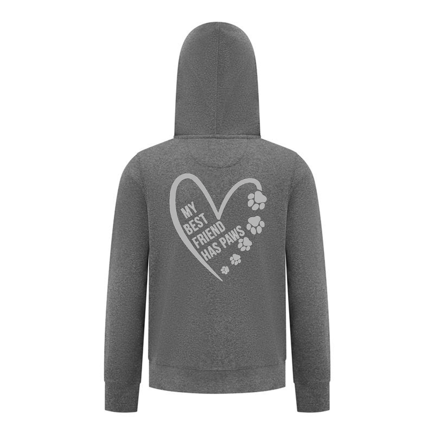 Everyday Kids Girls Collection My Best Friend Has Paws Zip Up Hoodie – Cozy Pet Lover Gray Graphic Long Sleeve Sweatshirt