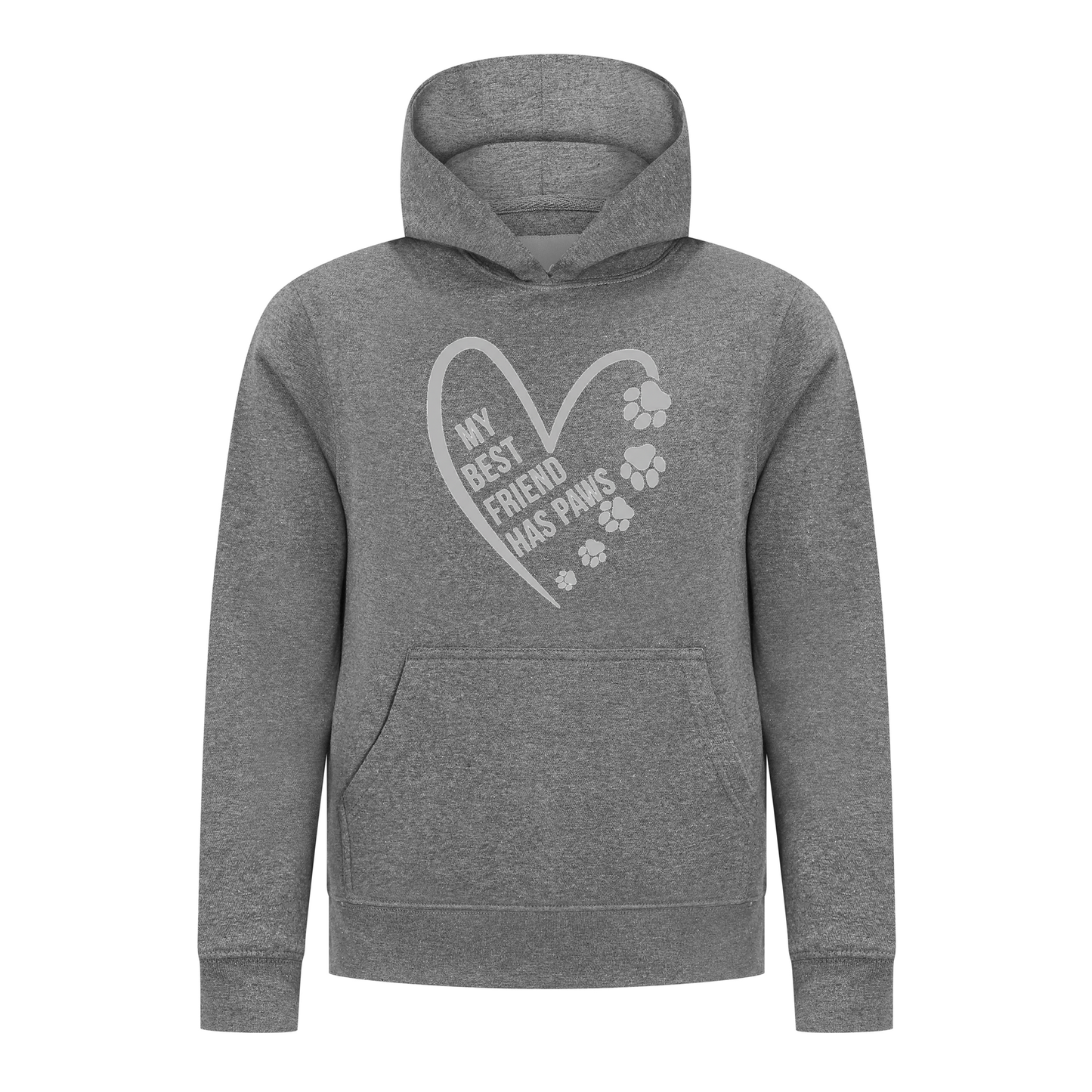 Everyday Kids Girls Collection My Best Friend Has Paws Pullover Hoodie – Cozy Pet Lover Gray Graphic Long Sleeve Sweatshirt