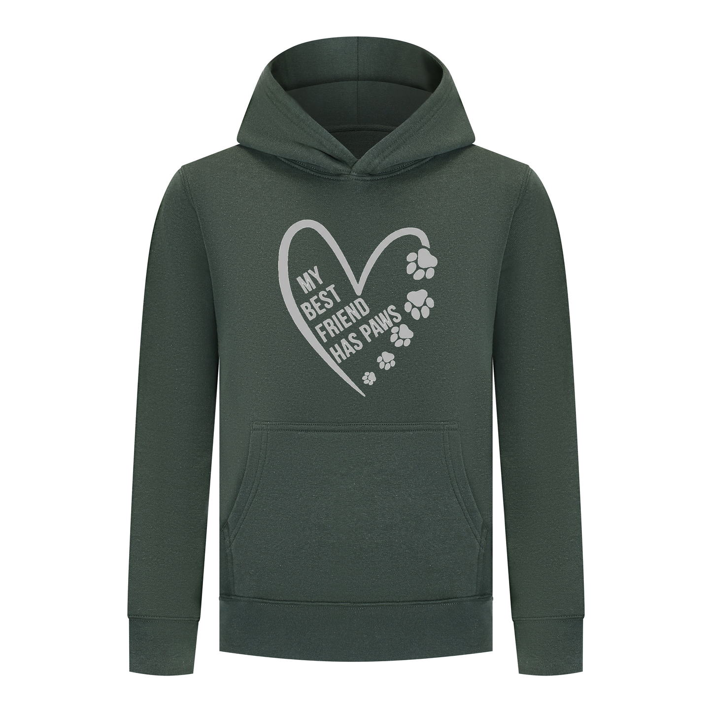 Everyday Kids Girls Collection My Best Friend Has Paws Pullover Hoodie – Cozy Pet Lover Gray Graphic Long Sleeve Sweatshirt