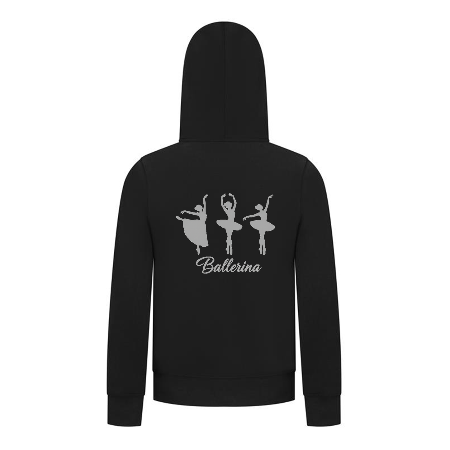 Everyday Kids Ballerina Collection Girls Zip Up Hoodie – Elegant Ballet Silhouette Graphic Sweatshirt