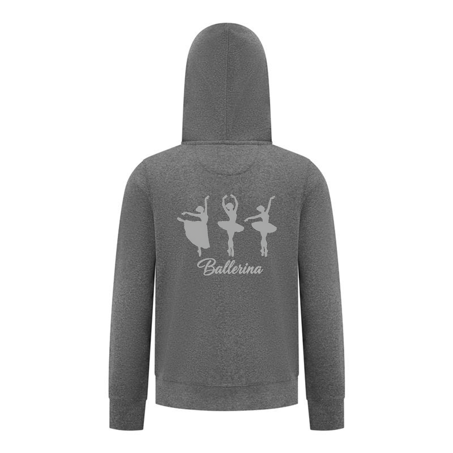 Everyday Kids Ballerina Collection Girls Zip Up Hoodie – Elegant Ballet Silhouette Graphic Sweatshirt