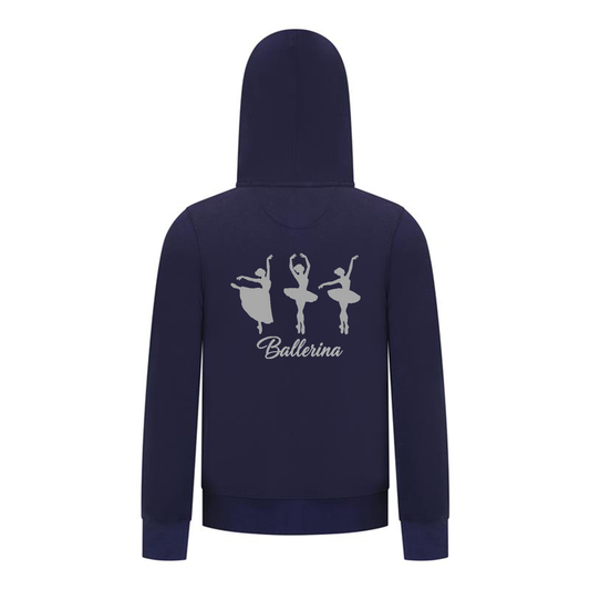 Everyday Kids Ballerina Collection Girls Zip Up Hoodie – Elegant Ballet Silhouette Graphic Sweatshirt
