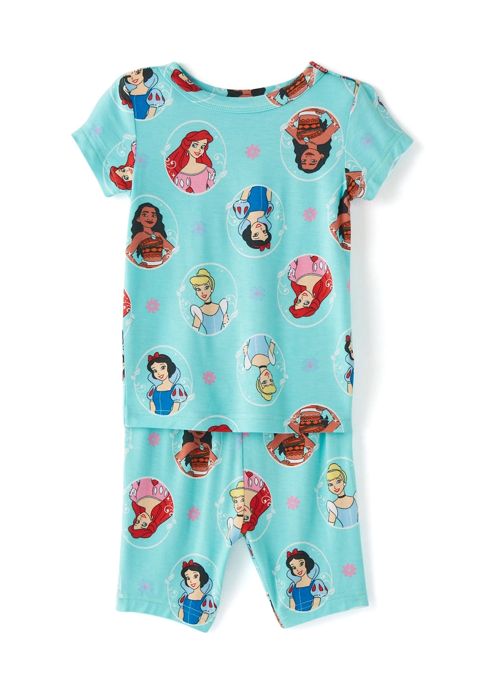 Disney Princess Girls Short Sleeve Pajama Set with Top and Pants – Soft Character Sleepwear for Kids