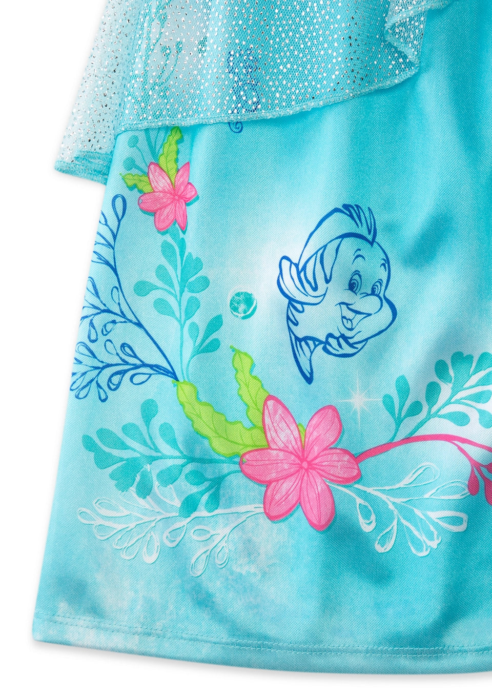 Disney The Little Mermaid Ariel Girls Aqua Nightgown Sleepwear with Shimmer Tulle – Soft Princess Pajamas for Toddlers