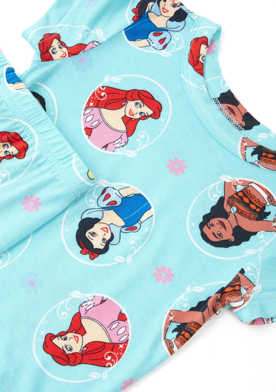 Disney Princess Girls Short Sleeve Pajama Set with Top and Pants – Soft Character Sleepwear for Kids