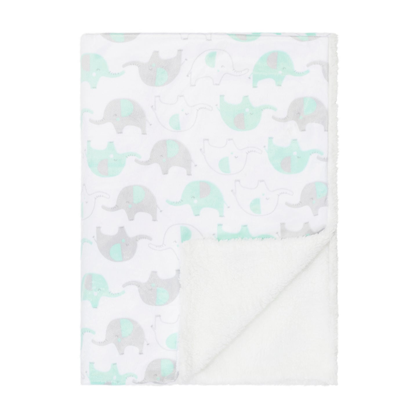 Green Elephant Baby Blanket with Travel Pillow