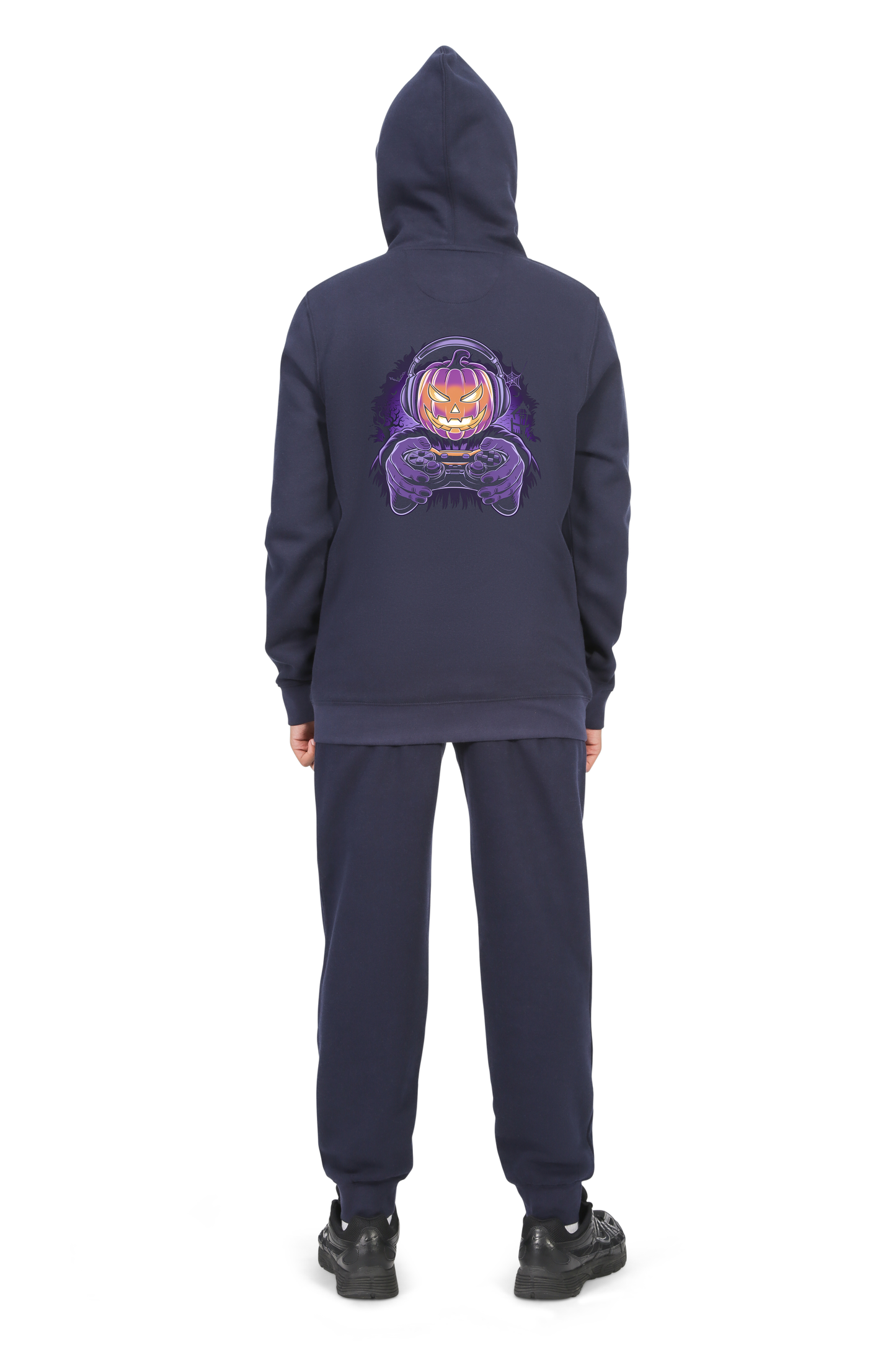 Everyday Kids Halloween Zip Up Hoodie – Gamer Pumpkin with Headphones and Controller – Cozy Fall Sweatshirt for Boys
