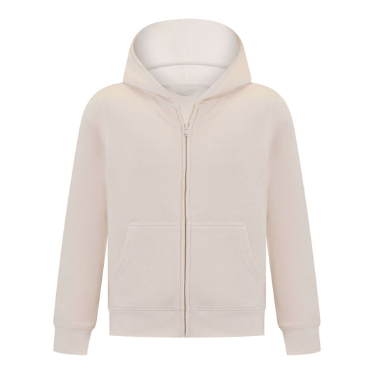 EVERYDAY KIDS Girls Off-White Zip-Up Hoodie – Soft Fleece Jacket with Hood – All-Season Kids Sweatshirt for School, Play, or Layering