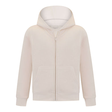 EVERYDAY KIDS Boys Off-White Zip-Up Hoodie – Soft Fleece Jacket with Hood – All-Season Kids Sweatshirt for School, Play, or Layering