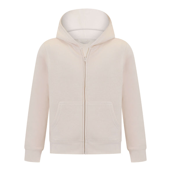 EVERYDAY KIDS Boys Off-White Zip-Up Hoodie – Soft Fleece Jacket with Hood – All-Season Kids Sweatshirt for School, Play, or Layering