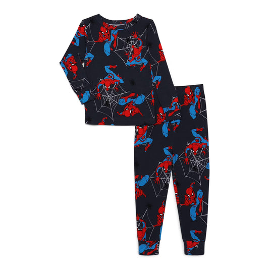 Marvel Spider-Man Boys 2-Piece Long Sleeve Pajama Set – Soft Top and Pants Sleepwear