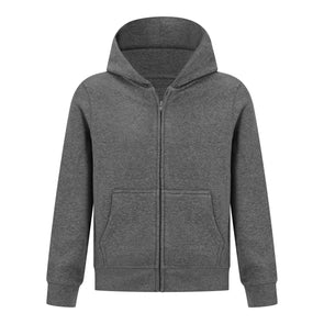 EVERYDAY KIDS Boys Charcoal Gray Zip-Up Hoodie – Soft Fleece Jacket with Hood – All-Season Kids Sweatshirt for School, Play, or Layering