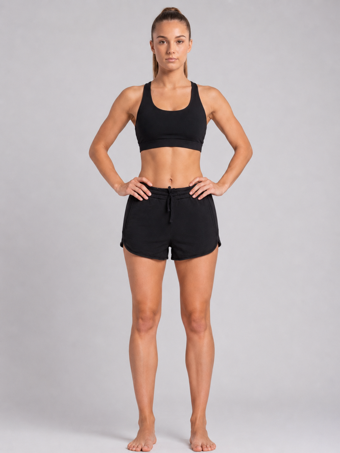 New York Laundry Women's 3-Inch Running Shorts with Drawstring Waistband and Pockets, Jet Black
