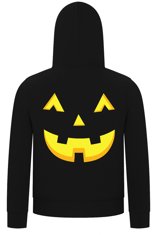 Everyday Kids Halloween Zip-Up Hoodie – Black Jack-O’-Lantern Face Sweatshirt – Cozy Fall Zip Hoodie for Boys & Girls