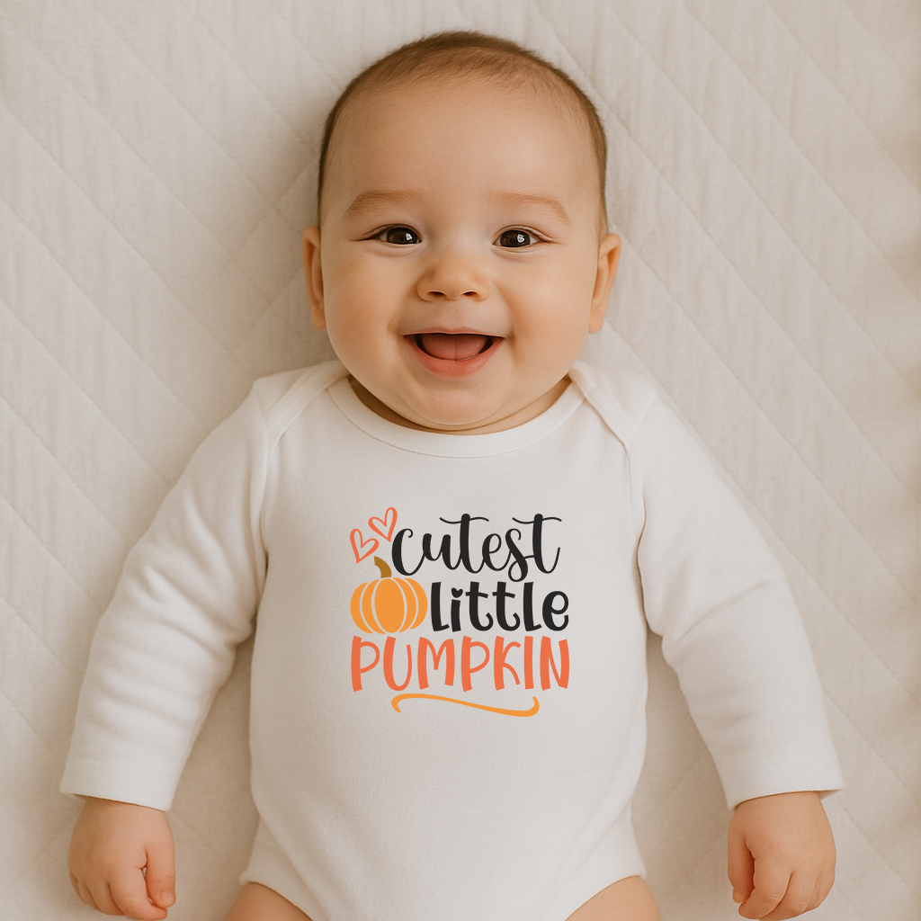 Everyday Kids “Cutest Little Pumpkin” Long Sleeve Baby Onesie – Cute Fall Bodysuit for Newborns and Infants – Soft Cotton Baby Outfit