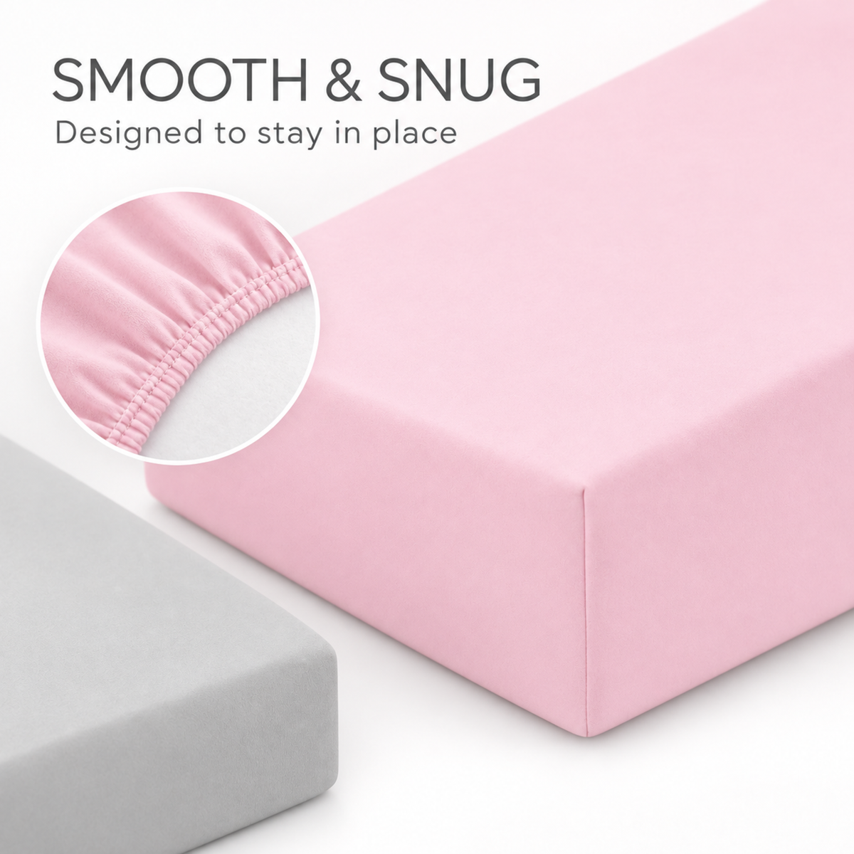 Everyday Kids Solid Fitted Crib Sheet Set, Soft Microfiber Nursery Mattress Sheets, Pink and Grey, 2-Pack