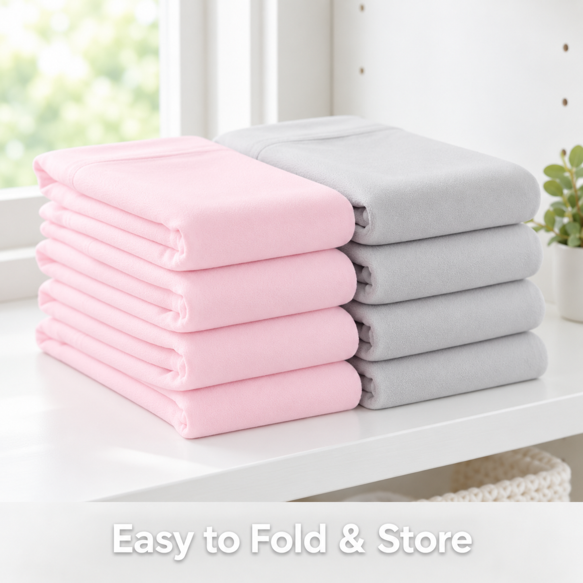 Everyday Kids Solid Fitted Crib Sheet Set, Soft Microfiber Nursery Mattress Sheets, Pink and Grey, 2-Pack