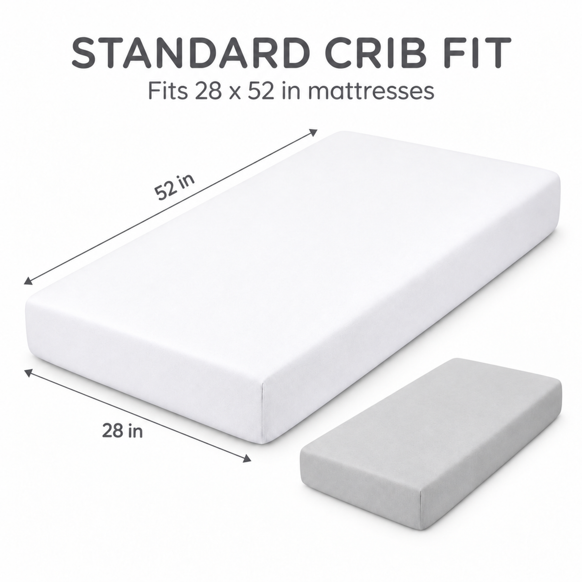 Everyday Kids Solid Fitted Crib Sheet Set, Soft Microfiber Nursery Mattress Sheets, White and Grey, 2-Pack