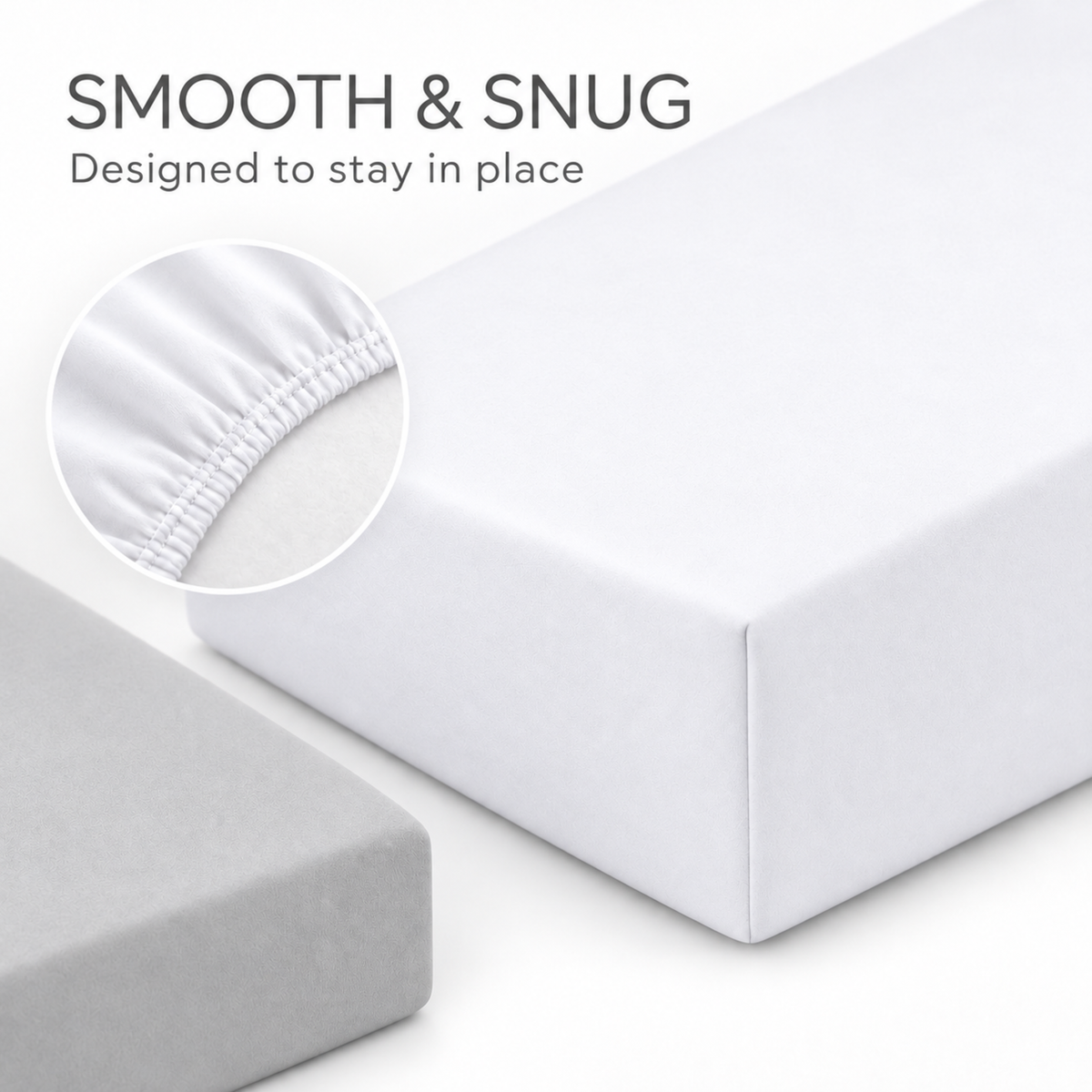 Everyday Kids Solid Fitted Crib Sheet Set, Soft Microfiber Nursery Mattress Sheets, White and Grey, 2-Pack
