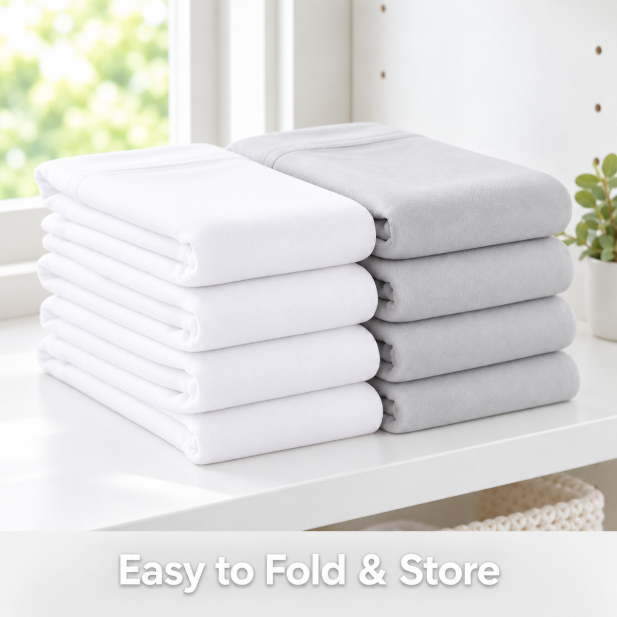 Everyday Kids Solid Fitted Crib Sheet Set, Soft Microfiber Nursery Mattress Sheets, White and Grey, 2-Pack