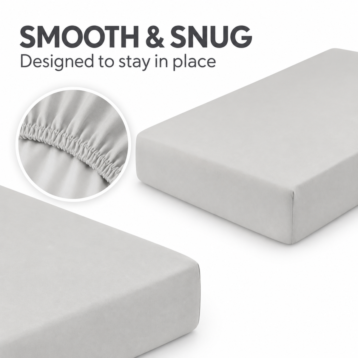 Everyday Kids Solid Fitted Crib Sheet Set, Soft Microfiber Nursery Mattress Sheets, Gray, 2-Pack