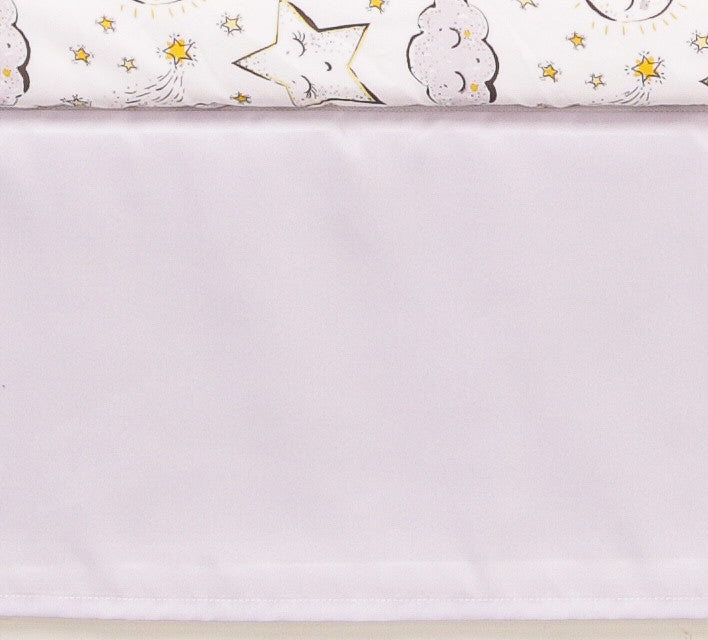 Everyday Kids 3 Piece Crib Set, Gray and Yellow Stars and Moon Nursery Bedding with Quilt, Dust Ruffle and Fitted Sheet