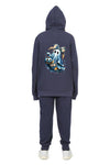Everyday Kids “Coquette Ghost” Halloween Pullover Hoodie – Cute Floral Bow Ghost with Pumpkin Lantern – Cozy Fall Zip-Up Sweatshirt for Girls, Navy