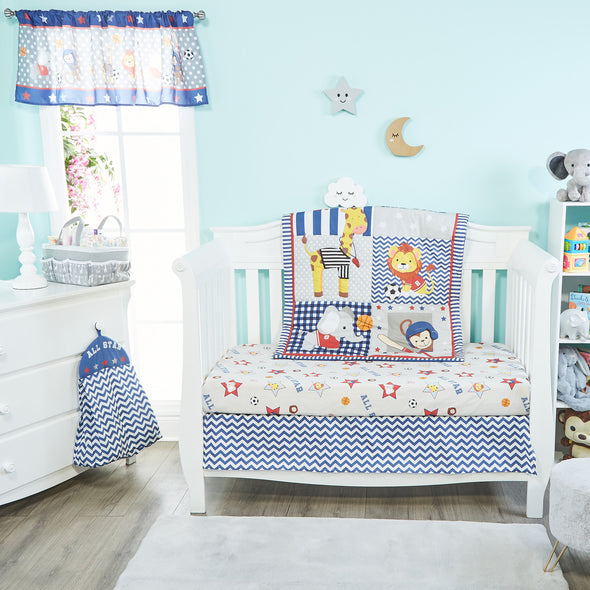 4 Piece Boys Crib Bedding Set - Jungle Sports