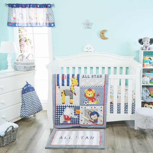 4 Piece Boys Crib Bedding Set - Jungle Sports