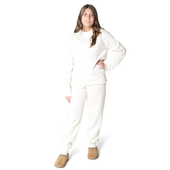 Girls’ Off-White Cotton Fleece Sweatpants