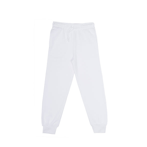 Girls’ White Cotton Fleece Sweatpants