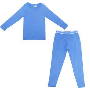 Boys Light Blue Thermal Top and Bottom Underwear Set