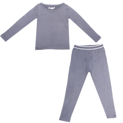 Boys Dark Gray Thermal Top and Bottom Underwear Set