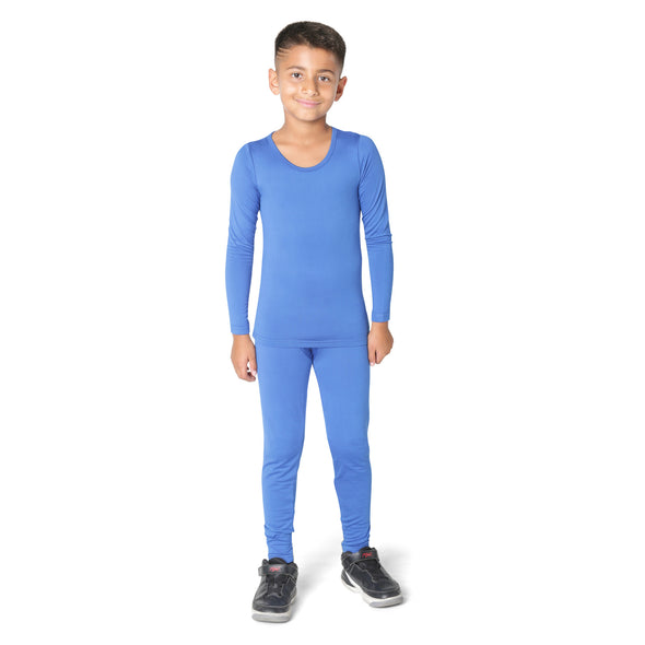 Boys Light Blue Thermal Top and Bottom Underwear Set