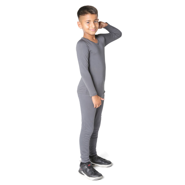 Boys Dark Gray Thermal Top and Bottom Underwear Set