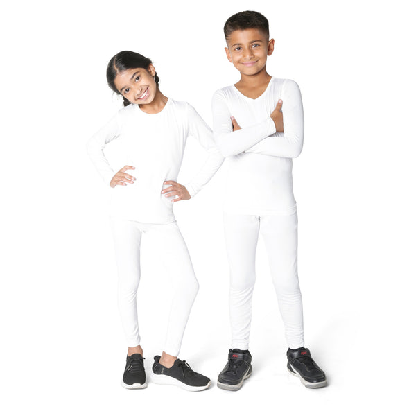 Boys White Thermal Top and Bottom Underwear Set